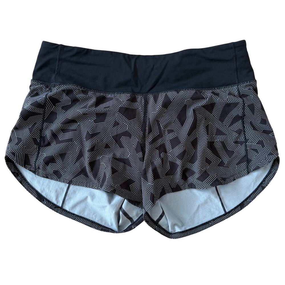 Lululemon Black and White Speed Up High Rise Lined Short Womens Size 8 Tall